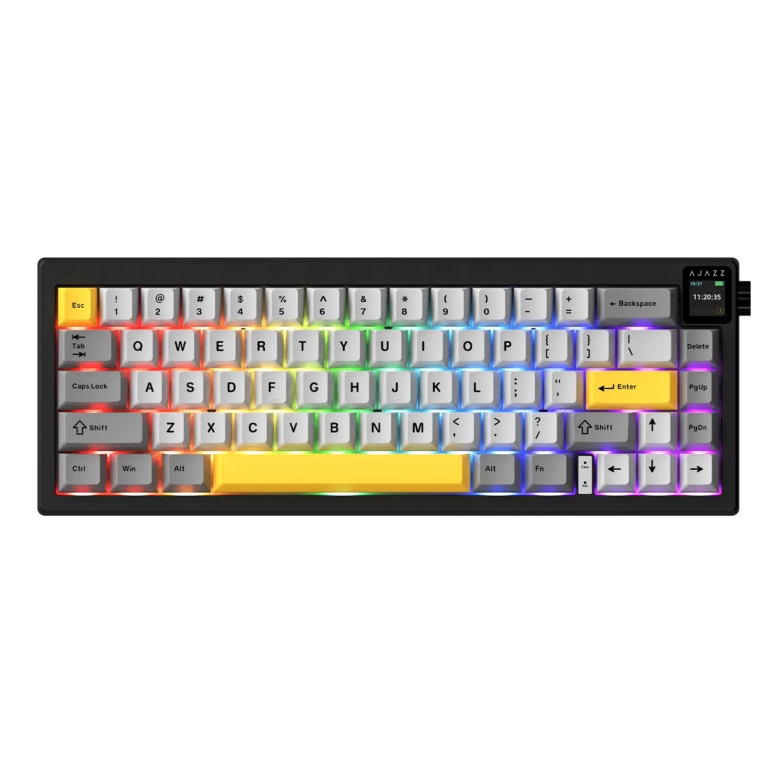 AJAZZ AK650 Mechanical Wireless Keyboard - 65% Layout, Tri-Mode Bluetooth/2.4GHz Connectivity, 5000mAh Battery, TFT Display, Metal Volume Knob, Custom Setup, Full Hot-Swappable Keys, Customizable GIFs