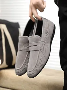 Men's Vintage Velvet Loafers, Elegant Plain Loafers, Comfortable Breathable Slip-On Flat Shoes, Perfect for Jeans and Casual Pants, Stylish and Versatile, Footwear