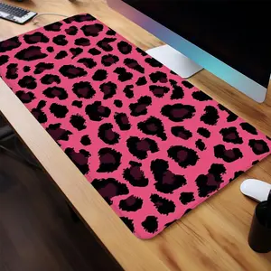 Leopard-Pattern Mouse Pad, Rectangle Gaming Mouse Pad, Non-Slip Rubber Base Stitched Edge Desk Pad for Desk Laptop Desktop