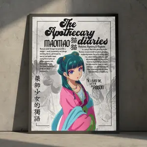 The Apothecary Diaries Anime Poster Print, Maomao Manga Japanese Vintage Mystery Romance Minimalist Wall Decor Hanging, Birthday Gift