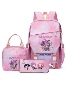 K-Pop Demon Hunters Backpack Set, 3pcs Student Bookbag with Lunch Bag and Pencil Case, Cute Anime Cartoon Travel Laptop Backpack