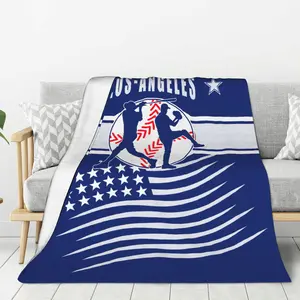 Los Angeles Baseball Flannel Blanket - Suitable for sofas, beds, living rooms, chairs, cars, beaches, travel, outdoor use, bedding for air-conditioned rooms - Rectangular shape, an excellent gift choice for sports enthusiasts