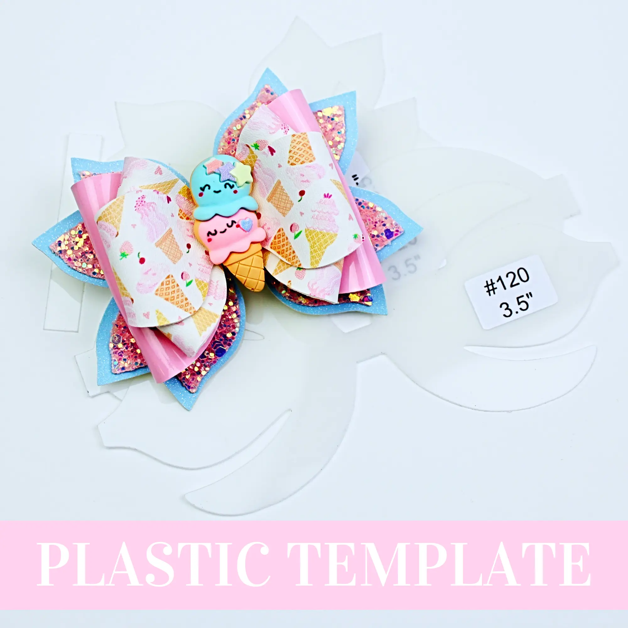 Bow # 120 Plastic Hair Bow Template - 5 sizes - Hair Bow Template Plastic Trace and Cut Template