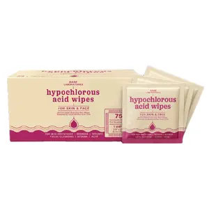 Hypochlorous Acid Wipes | Saline Solution and HOCl Infused Wound Cleaning Wipes for Skin & Face | Cleanses, Sanitizes & Soothes Skin Irritations, Fresh Piercings, Acne & Eczema | 75 Wipes
