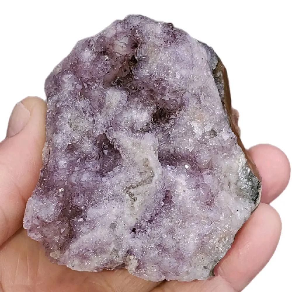 Thunder Bay Amethyst Cluster • 332 g Lavender & Grey Druzy with Geode Pocket • White-Capped “Cupcake” Quartz Formation • Natural Canadian Crystal