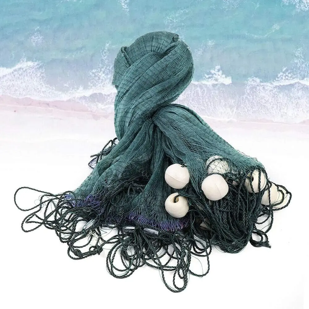 Hand Made Beach Seine/Drag Nets Fishing Nets, Fishing Gill Nets with PVC Foam Float Bobbers Lead Sinkers for Fishing