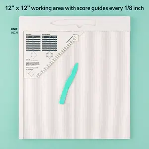12x12" Scoring Board for Making Envelope/Envelope Box/Gift Box; Large Multi-Purpose Score Board with Bone Folder and Triangular Guide; Perfect Tool for Scoring Anything From Heartfelt Gifts and Boxes to Scrapbook Pages and Cards Art Supplies