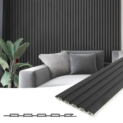 Art3d WPC Acoustic Slat Wall Paneling (48x6 in, 16-Pack) - Toxin-Free Material for Calmer Homes, Modern Decorative 3D Accents, TV Wall Gets Instant Style, Office Use