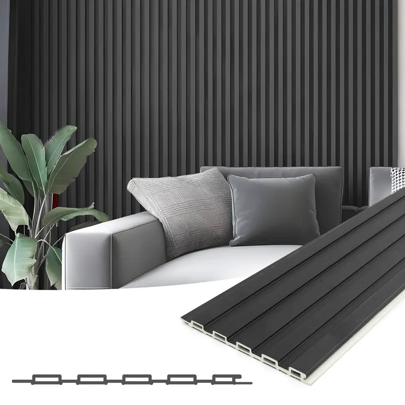 Art3d WPC Acoustic Slat Wall Paneling (48x6 in, 16-Pack) - Toxin-Free Material for Calmer Homes, Modern Decorative 3D Accents, TV Wall Gets Instant Style, Office Use