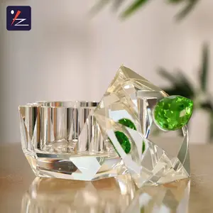 Luxury Glass Crystal Crafts Trinket Jewelry Box Candy Accessories Box With Lid for Home Decoration