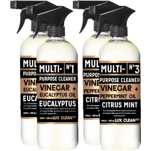 Lux Clean Multi-Purpose Cleaners, Vinegar with Eucalyptus and Peppermint | 32 Fl Oz Bottles, Pack of 4 |  and