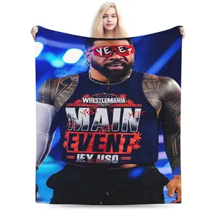 A Jey Uso pattern printed flannel blanket, soft and suitable for all seasons, perfect for bed, sofa, office or travel camping, a gift for fans