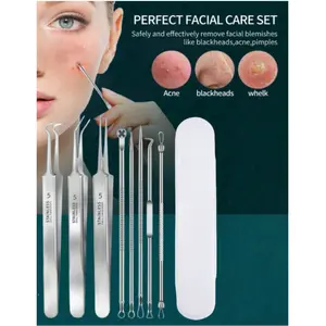 8 Piece Tool Kit, Blackhead Removal Tool for Facial Acne Acne Whitehead Blemishes, Stainless Steel Extraction Tool Set
