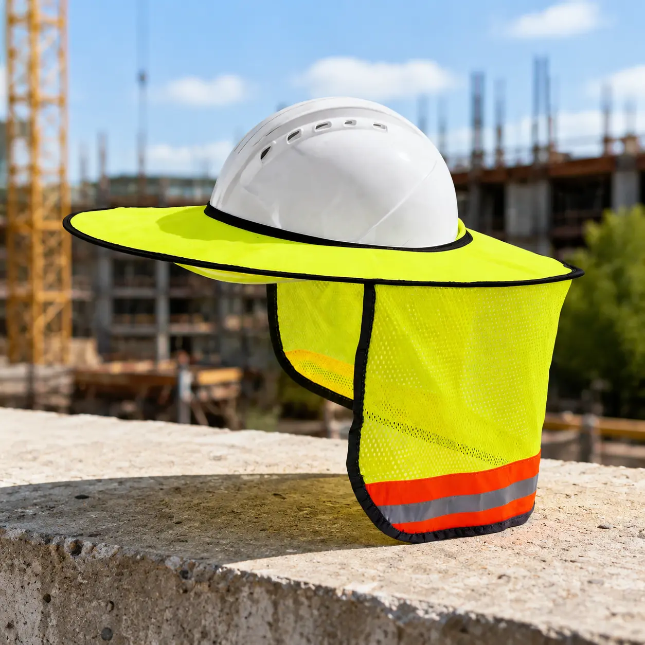 Full Brim Hard Hat Sunshade Neck Protection Mesh Cooling Safety Sun Shield High Visibility Reflective 2 Pack mask outdoor rider summer basic