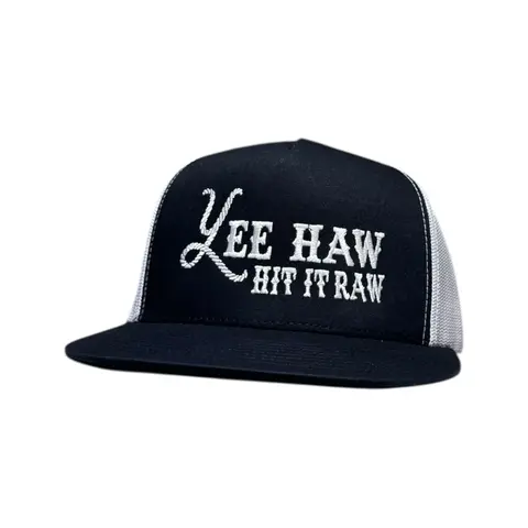 Men's Custom Embroidered Baseball Cap - Yee Haw Design, Snapback, Breathable Vented Meshback, Twisted Brim, Custom Headwear for Casual Daily Wear