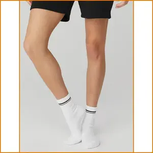 Vibe Outdoor Fall Winter Cotton Crew Socks  Letter Print Casual Socks for Yoga, Running & Daily Wear
