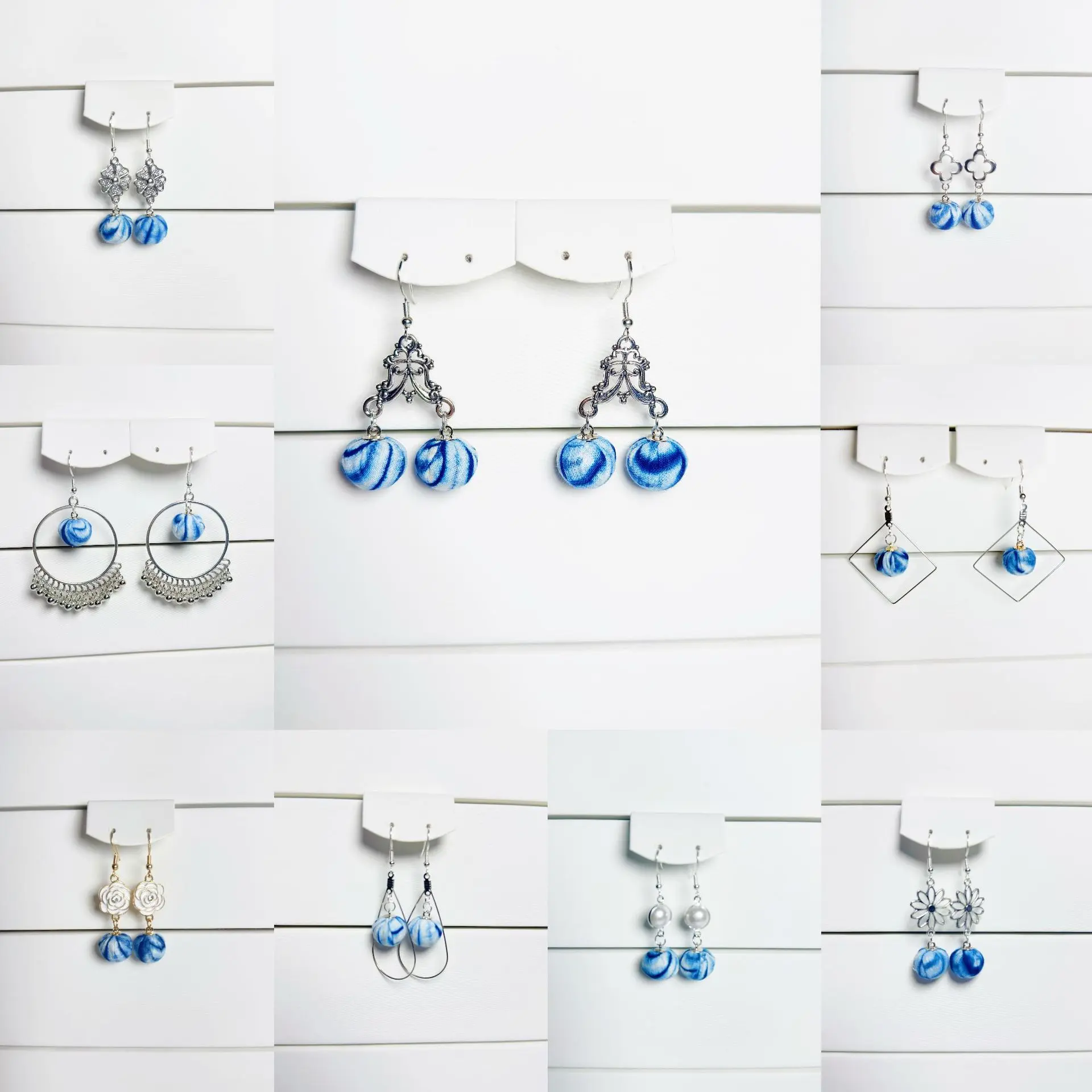 Chinese Yunnan Ethnic Style Handmade Tie-dye Fabric Earrings