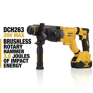 DCH263 20V Brushless SDS Plus Rotary Hammer Kit With Battery Charger Case For Concrete Drilling Masonry Installation Construction Work Cordless Hammer Drill Tool Featuring 3.0J Impact Energy Variable Speed LED fire blower
