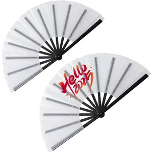 2pcs Sublimation Blank Clacking Fan,Heat Press DIY Chinese Folding 13inch Handheld Fan,Festival Home Décor 100% Polyester (Black)