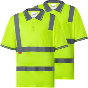 ProtectX High Visibility Short Sleeve Reflective Safety Polo T-Shirt, Heavy Duty Breathable Hi Vis Shirts, For Men And Women Class 2 Type R