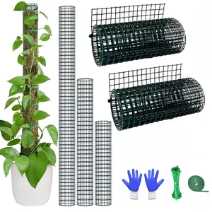 Moss Pole DIY Kit, 6.6ft Metal Moss Pole for  Monstera, 2 count 8.3inx3.3ft Steel Wire Mesh with  Zip Ties, Max Make 4 count 20" Sphagnum Moss Pole (6.6ft Wire Mesh Without Plier)