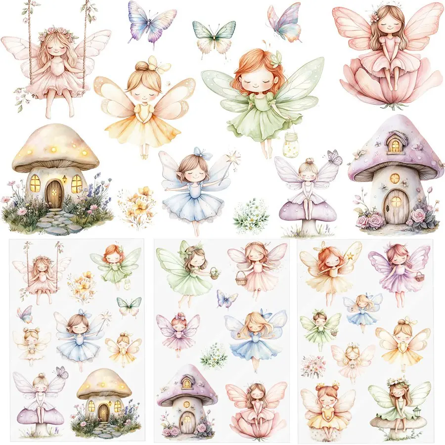 3 Sheets Dreamy Garden Fairy Magic Forest Elf DIY UV DTF Erasable Transfer Stickers, Crafts Cup Stickers, Perfect for Mugs, Cups, Laptops, Phone Cases, Greeting Cards, Holiday Back to School Gifts
