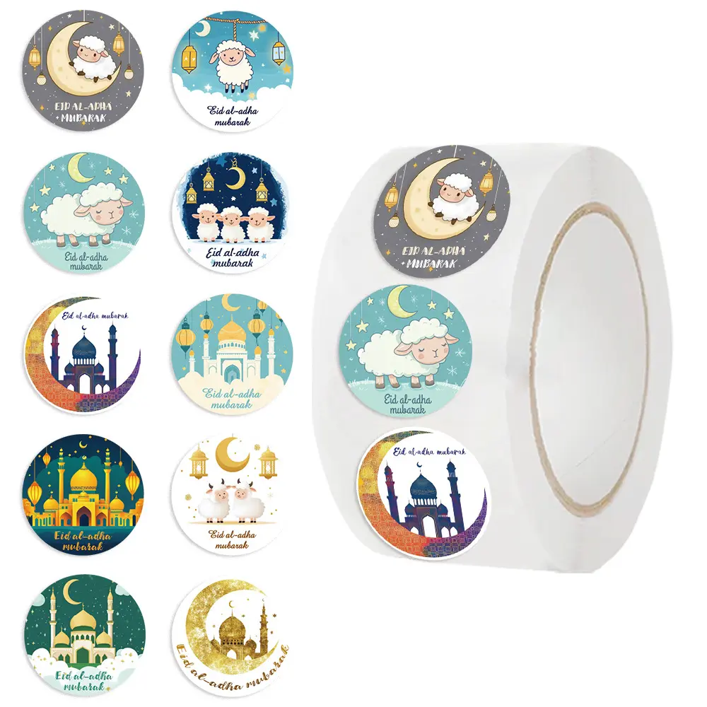 Sticker Roll 50PCS Eid Al Adha Sheep Design Stickers Party Decorations Islamic Muslim Party Supplies