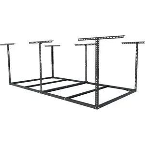 4x8 Overhead Garage Storage Rack without Decking, Storage Organization System, Heavy Duty Metal Garage Ceiling Racks, 600lbs Weight Capacity, Black, Lite Series