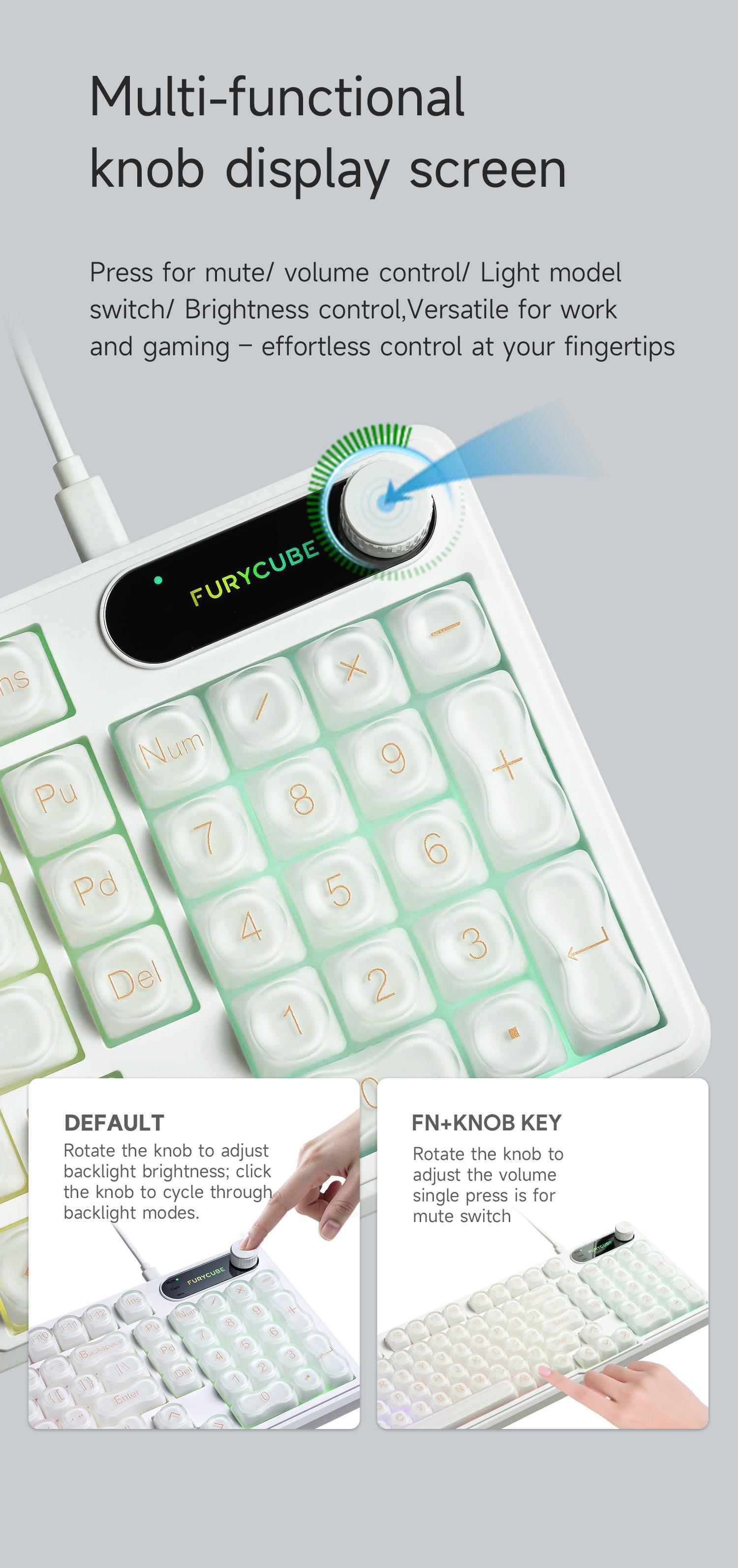 Completely Upgraded  IP98 Keyboard - 98 Keys Gradient Side-Engraved, Tri-Mode Wireless, Media Knob, RGB Backlit, Silent Mechanical Feel for Office & Gaming on PC and Mac Computers, Idea Birthday Gift