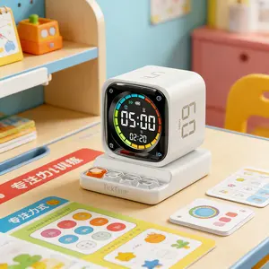 Timer Cube, Desk Productivity Timer with 5/10/30/60 Min Presets, Custom Countdown, Stopwatch, Clock, 3 Alarm, Silent, Vibrate & Sound Alert, for Task, ADHD, Study, Kitchen, Black