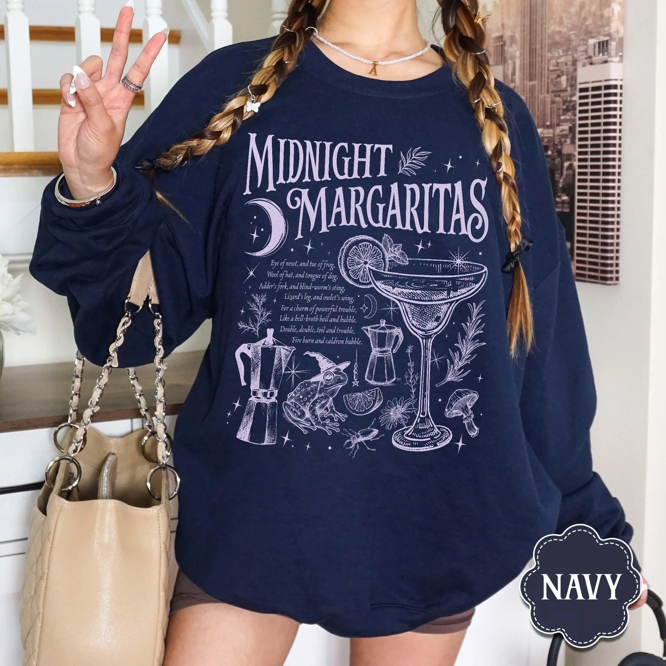 Midnight Margaritas Halloween Sweatshirt, Tequila Shirt, Witchy Tee, Margarita Halloween Shirt, Gifts for Halloween, Bookish Merch