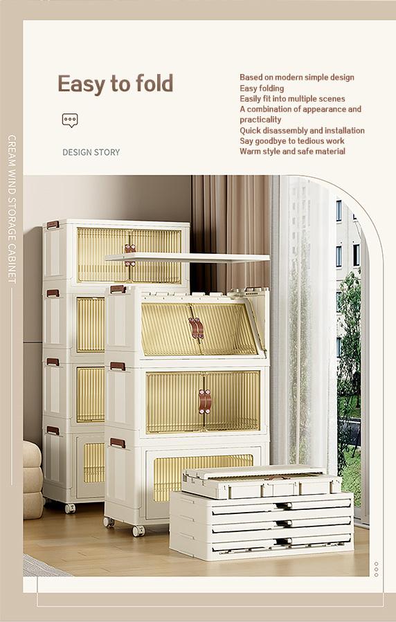 ONAIL Drawer style Super large Foldable Storage Box with Lid, Stackable Household Storage Holders with Wheels Home Decor Organiser Durable Plastic