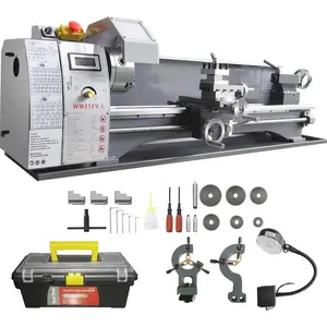 VEVOR Metal Lathe Machine, 7''x 13.78'', Precision Benchtop Power Metal Lathe, 0-2200 RPM Continuously Variable Speed, 500W Brush Motor Metal Gears, with Tool Box for Processing Precision PartsVEVOR Super Brand Day