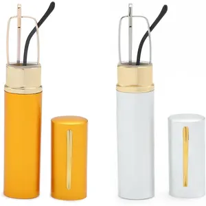 2 Pack Blue Light Blocking Reading Glasses - Slim Pocket Readers with Pen Clip Case Mini Lightweight Readers (Gold, Silver, +1.00)