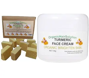 Organic Hair Solution+  Turmeric face cream & Soap Organic Brighten - All Skin Types - Formulated to work with all skin types-