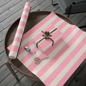 Strawberries & Cream Striped Wrapping Paper