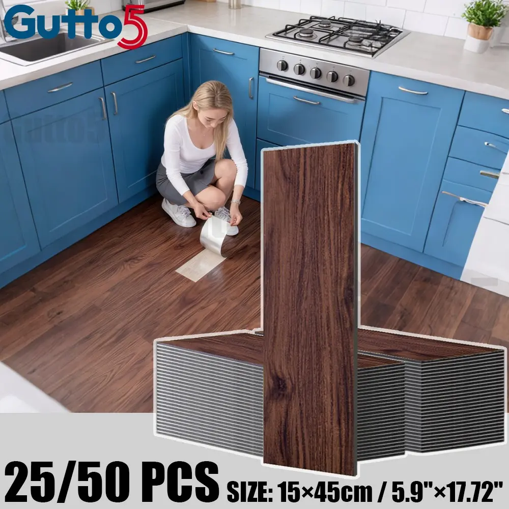 25/50 Self-Adhesive Wood Grain Pattern Floor Tiles, Peel and Stick Flooring, Thick Vinyl Material, Easy Peel and Stick, Ideal for Commercial Shops, Home Living Rooms, Bedrooms, Rentals