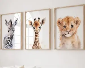 Safari Animal Wall Art, Set of 3, Baby animal nursery, Safari Nursery Decor, Neutral Children art poster, Watercolor Art Prints