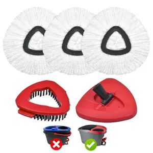 Mop Accessories, O-Cedar Easywring Mop Replacement Heads Kit - 3 Microfiber Pads, 1 Scrubbing Brush Head and 1 Base Plate, Compatible with O-Cedar 1-Tank Spin Mop, for Hardwood & Tile Floors hot water replaceable, Replacement Head Refill Pack
