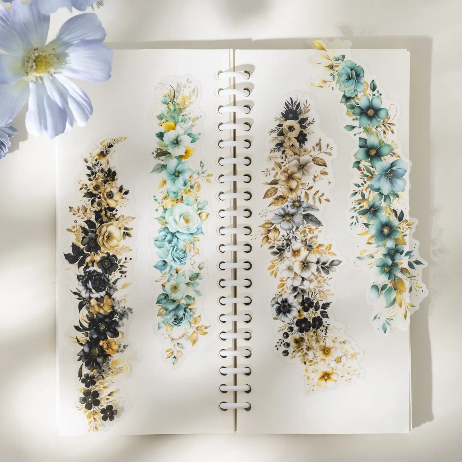 10 Sheets/bag Pet Material High Adhesive Art Stickers, Floral Pattern Sticker, Easy to Apply, Versatile Use, Floral Watercolor Theme Decorative for Journals, Scrapbooking & Bottles, Perfect for DIY Crafts
