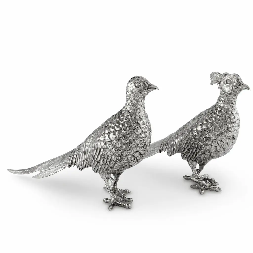 Pewter Pheasant Statuettes