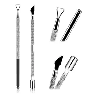 2PCS Cuticle Pushers and Nail Polish Remover, Stainless Triangle Nail Scraper Professional Durable Tool for Gel Removal, Nail Care Polish for Women Home Manicure Pedicure Tools Kit(Silver)