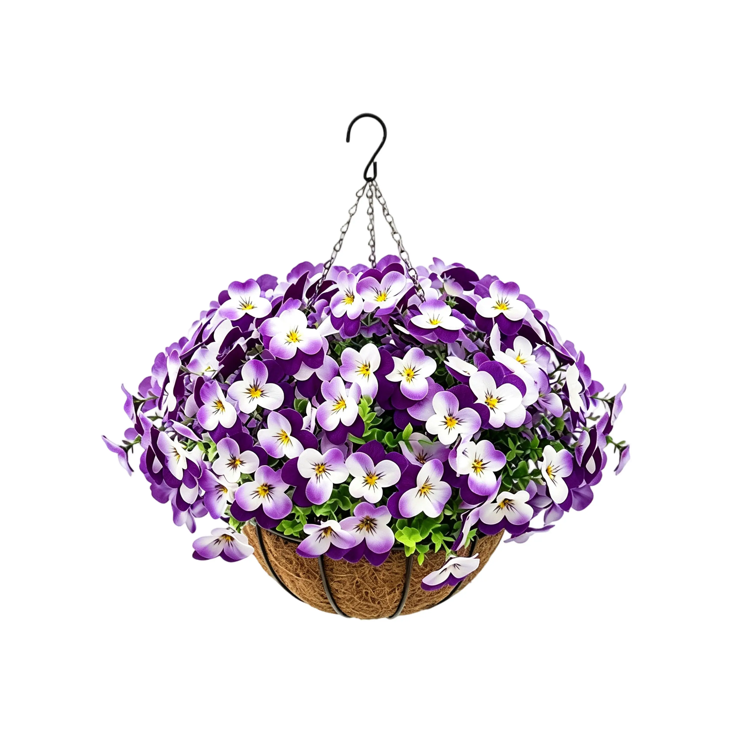 12-Pcs UV-Resistant Artificial Cascading Flower Vines with Hanging Basket for Outdoor Porch, Patio Garden Decor