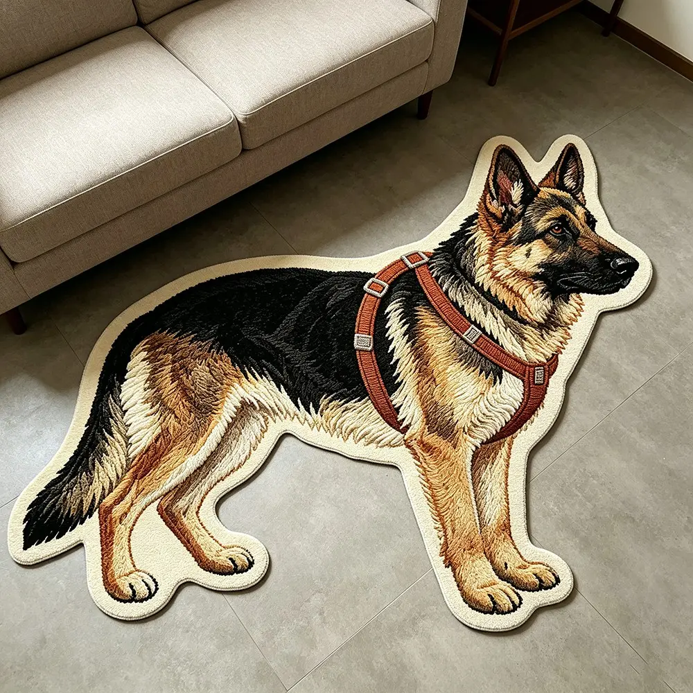 Creative German Shepherd Carpet, Cute Cartoon Home Decor, Bedroom Bedside Rug, Entryway Mat, Sofa, Coffee Table, Living Room, Bathroom, Indoor Decoration