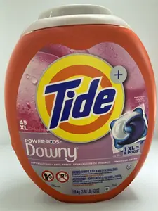 Tide PowerPods+Downy 45XL Pacs Capsules April Fresh 1.8kg 63oz 3-in-1 Cleaning Power XL Pods for HE Washers