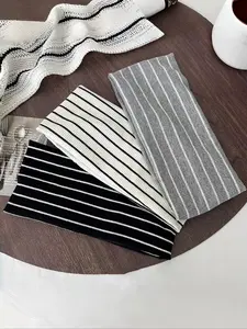 Elegant Striped Knitted Fabric Hair Tie Set, Daily Casual Basic Commuter Versatile Thin Fashion Hair Band, 3pcs