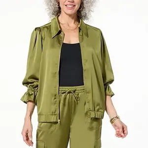 Colleen Lopez Balloon Sleeve Zip Front Jacket