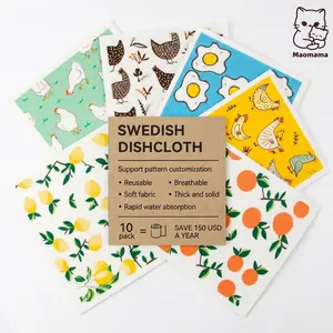 Swedish Dishcloths for Kitchen & Cleaning 3 Pack Absorbent Washable Reusable Cotton Cellulose Sponge Cloths Non-Scratch No Odor Biodegradable Eco-Friendly Multipurpose MaomamaGoods outdoorfun