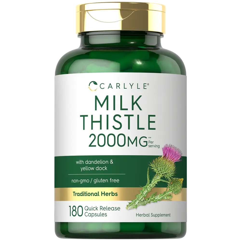 Carlyle Milk Thistle 2000mg | 180 Capsules | with Dandelion & Yellow Dock | Non-GMO, Gluten Free