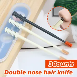 3 Counts 360 Rotating Nose Trimmer for Women & Men, 2-in-1 Nasal Cutter, New Double Sided Nose Knife, Portable Nostril Hair Remover Tool